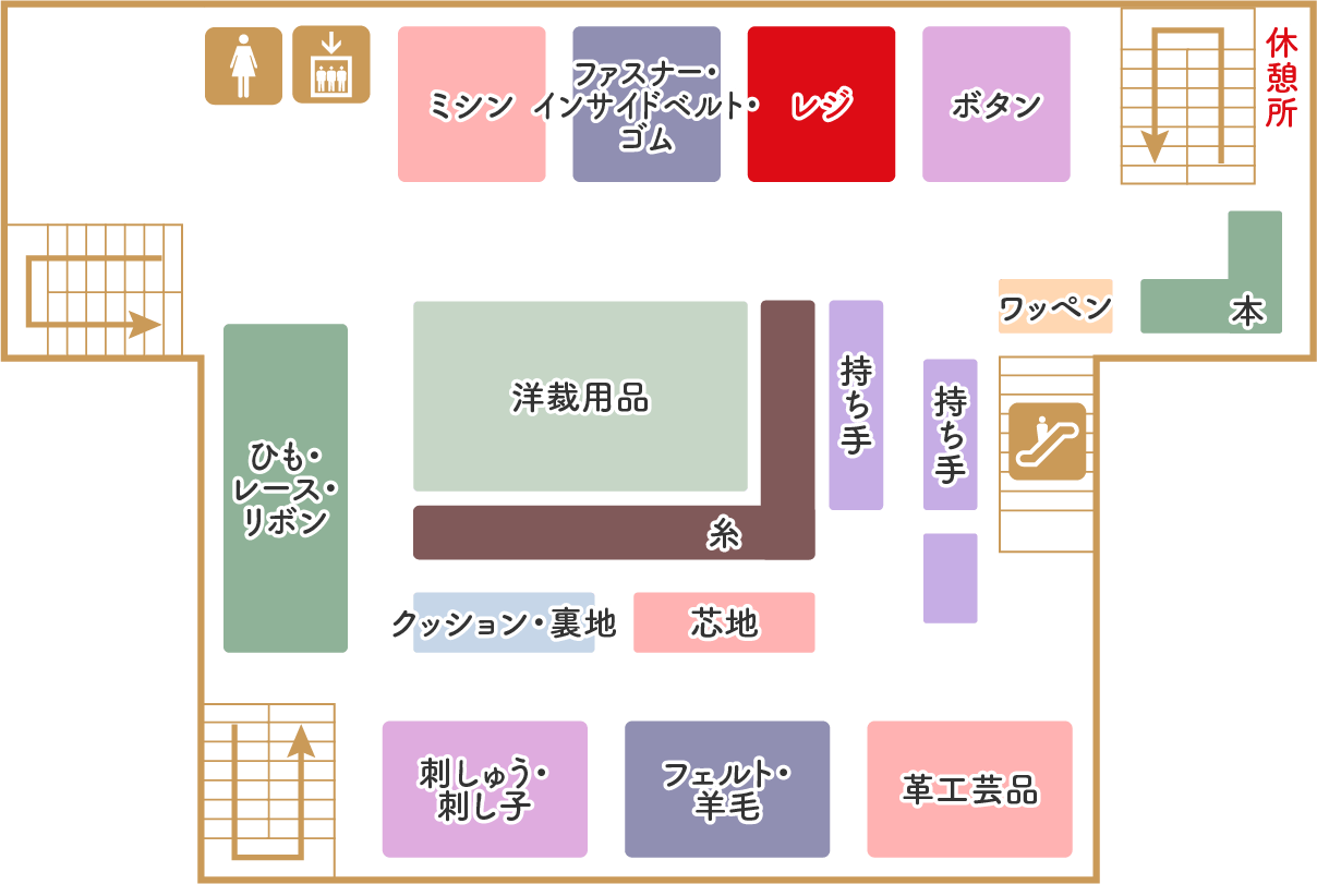 3f お取り扱いアイテム フロアマップ 手芸の専門店カナリヤ公式サイト